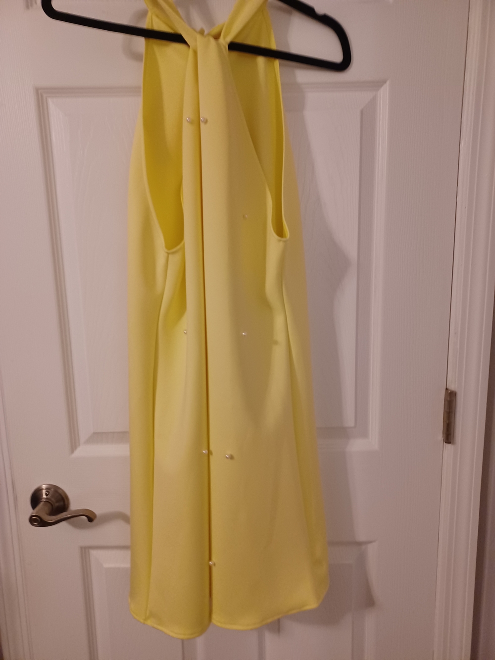 HYZ  Pearl Beaded Halter Twist Sleeveless Tie Back A Line Dress